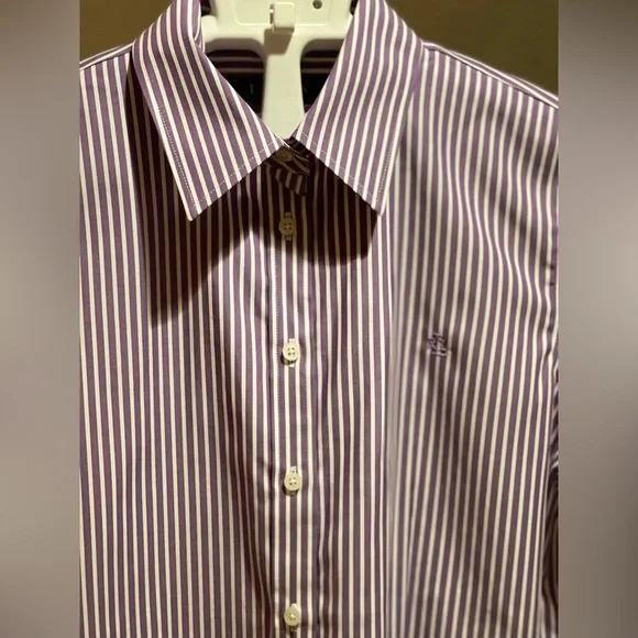 Lauren Ralph Lauren Purple/white striped Button Down shirt long sleeve Small - Picture 2 of 8